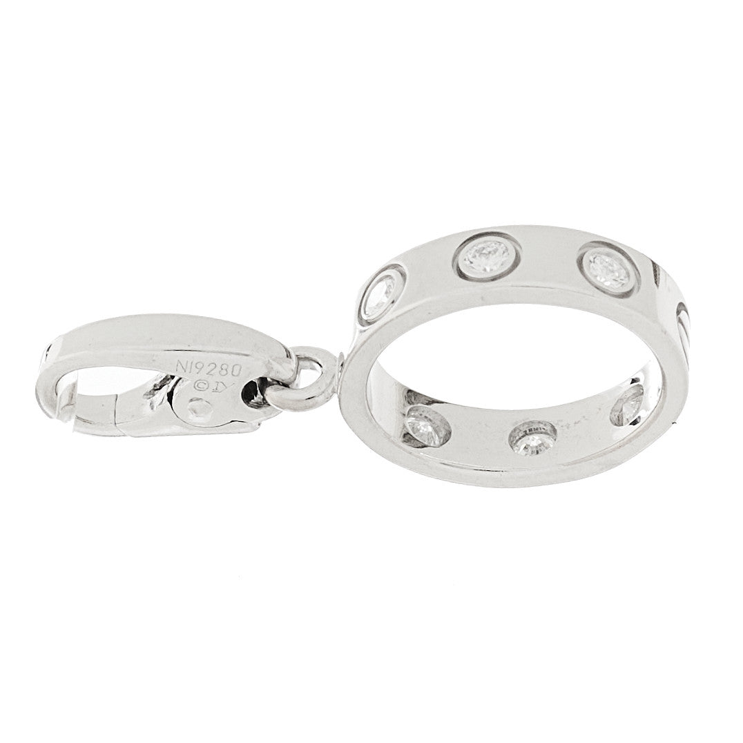 18K White Gold Diamond LOVE Ring Charm
