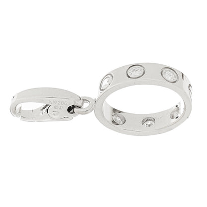 Cartier 18K White Gold Diamond LOVE Ring Charm 5 of 5