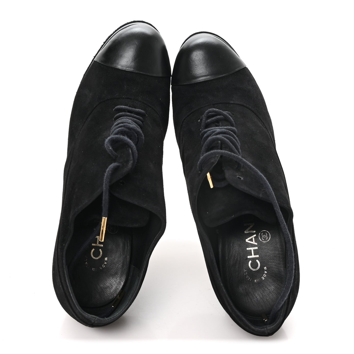 Suede Cap Toe Lace Up Booties 41 Black