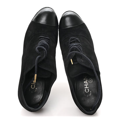 Chanel Suede Cap Toe Lace Up Booties 41 Black 5 of 9