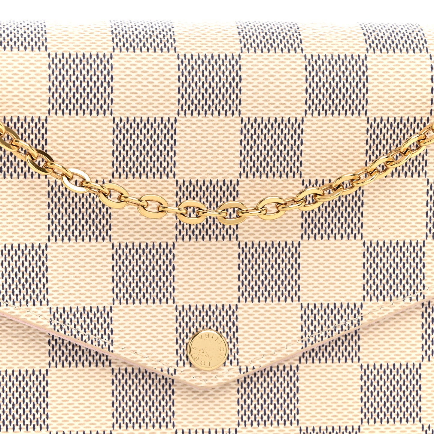 Damier Azur Pochette Felicie Chain Wallet Rose Ballerine