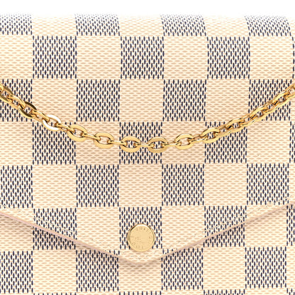 Louis Vuitton Damier Azur Pochette Felicie Chain Wallet Rose Ballerine 8 of 11