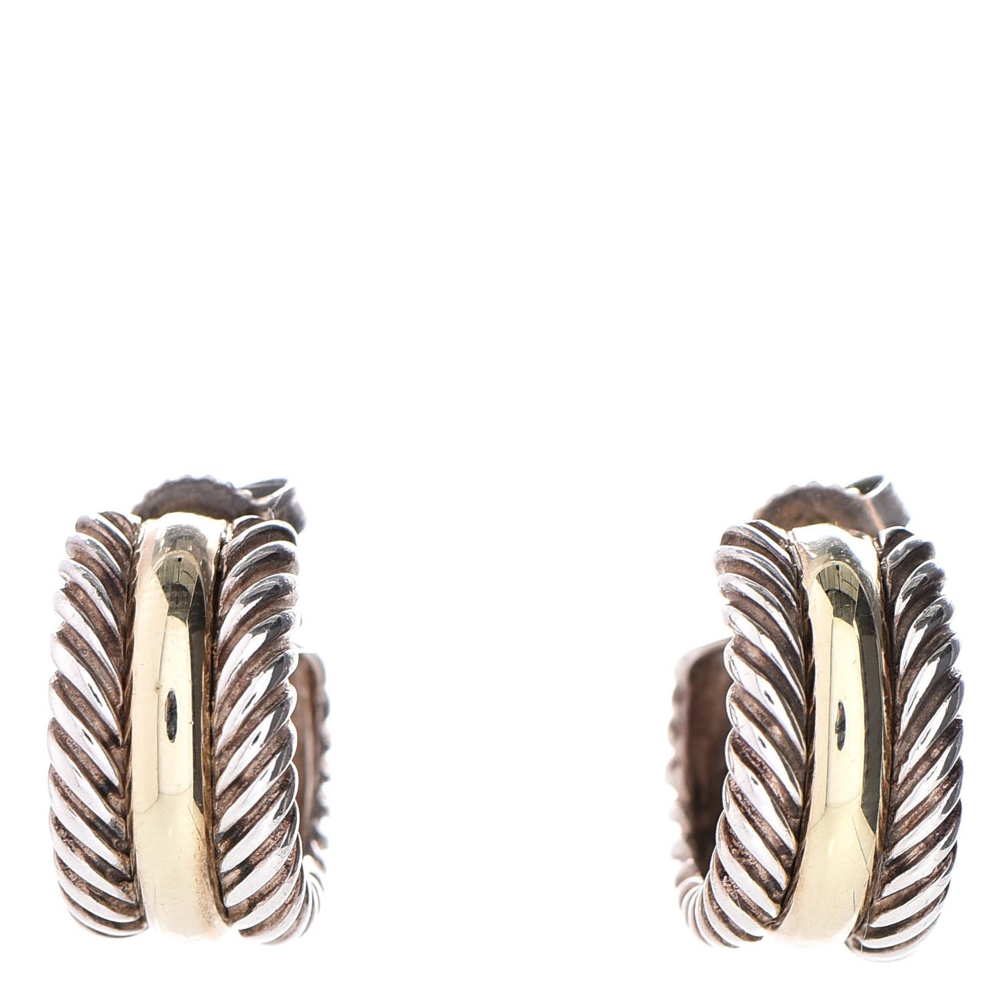 Sterling Silver 14K Yellow Gold 16mm Cable Classics Hoop Earrings