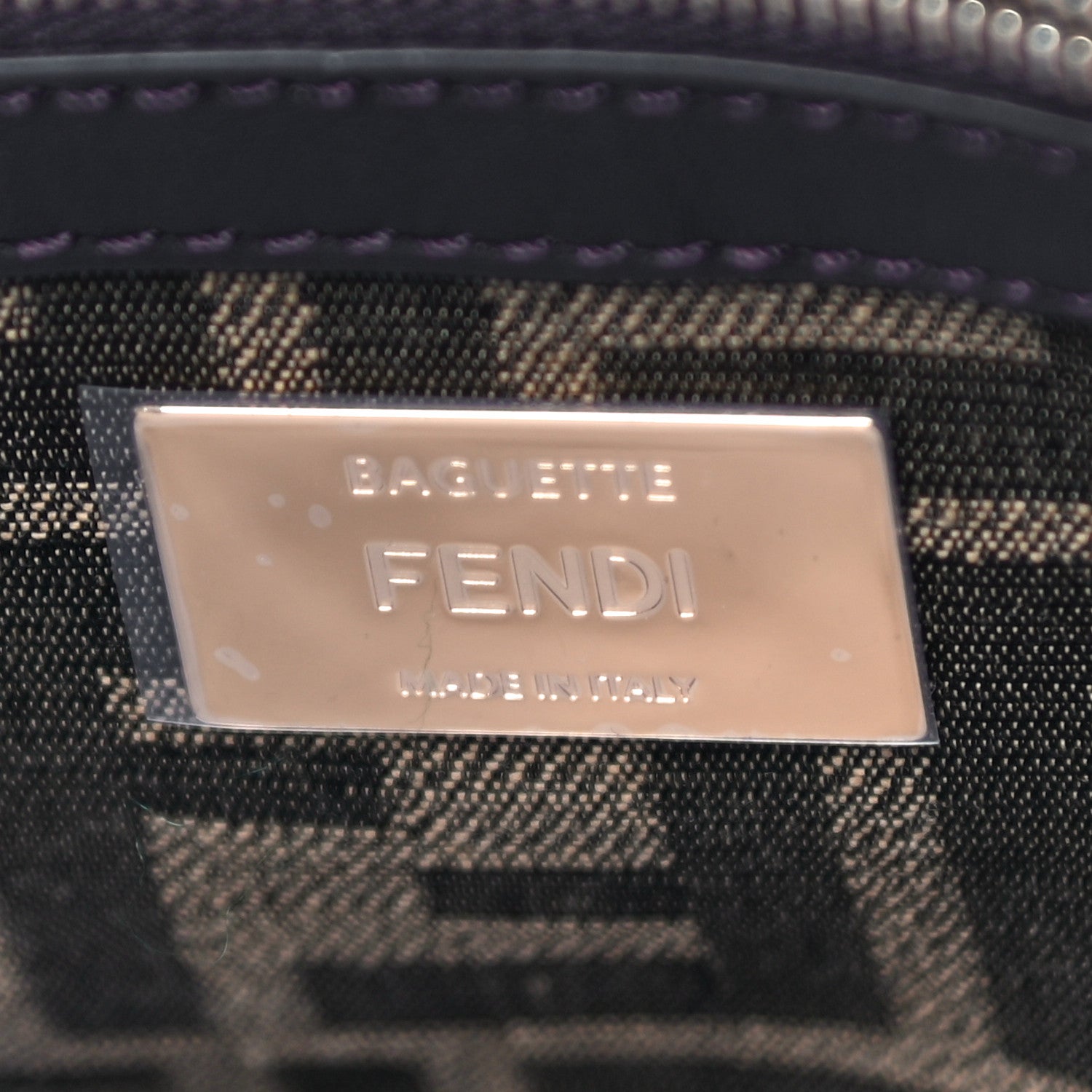 Fendi Fabric Jacquard FF 1974 Medium Baguette Tobacco Moro Black 6 of 11