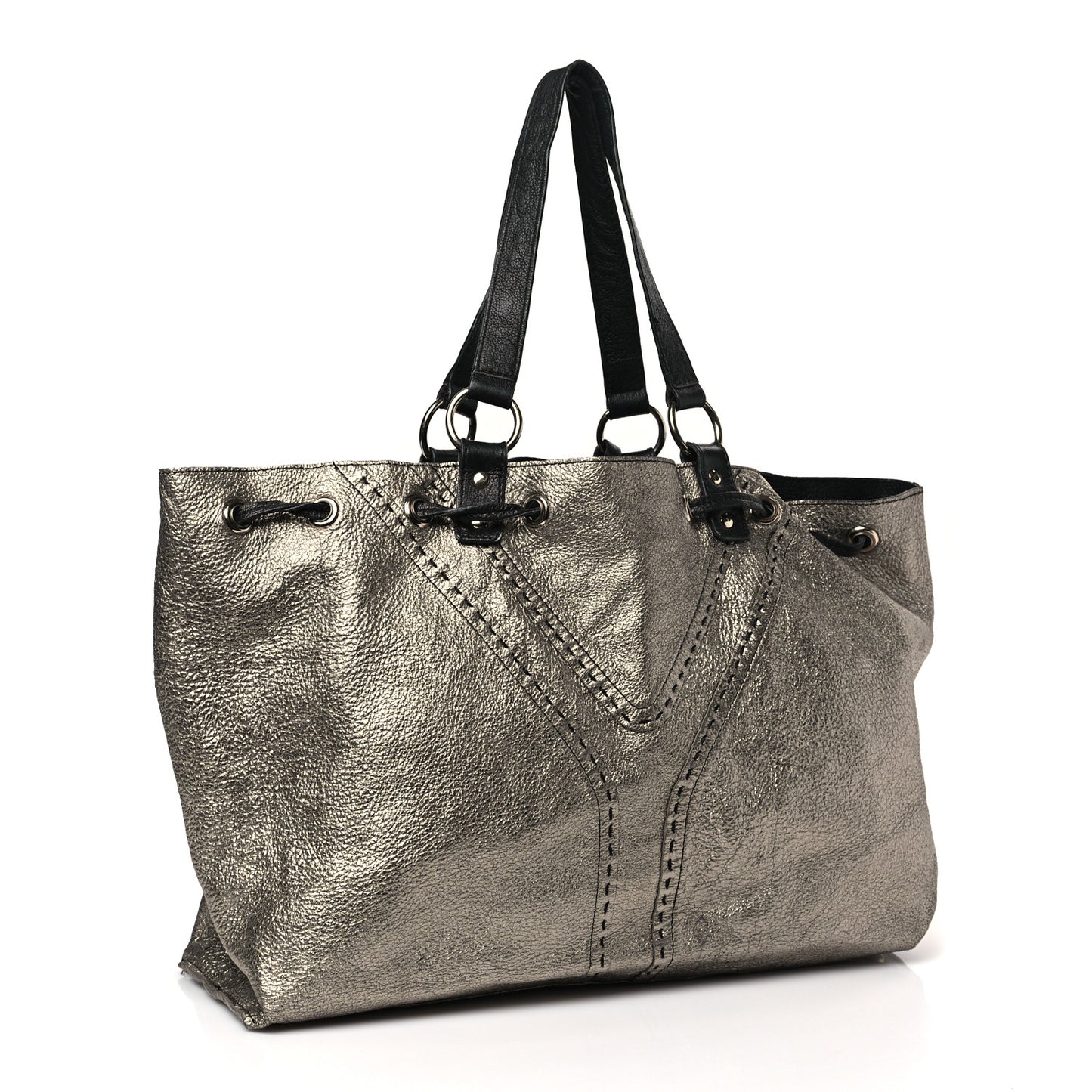 Calfskin Reversible Double Sac Y Tote Gold Black