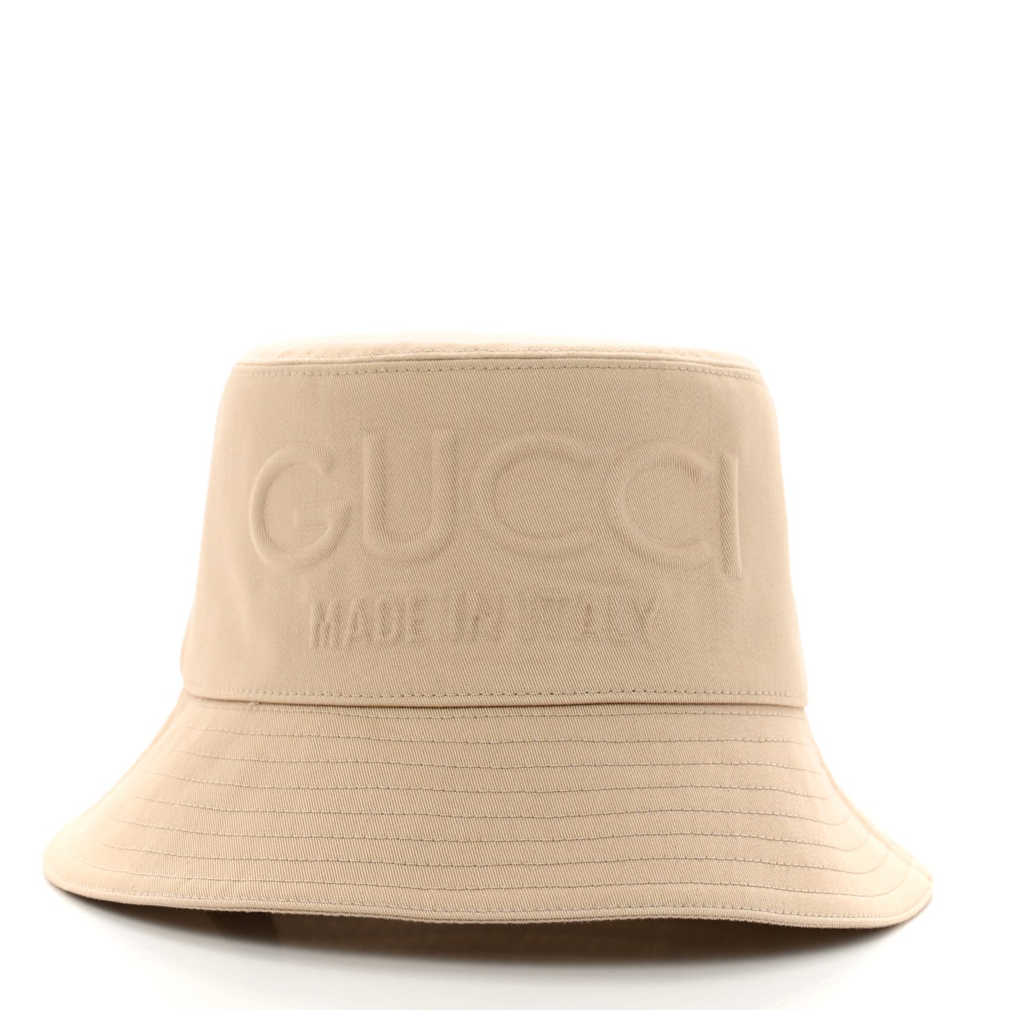 Cotton Embossed Logo Bucket Hat M Beige