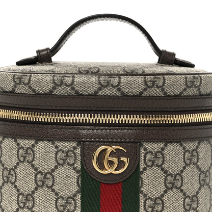 Gucci GG Supreme Monogram Textured Calfskin Web Ophidia Vanity Cosmetic Case Beige Ebony New Acero 9 of 11