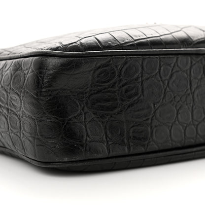 Saint Laurent Calfskin Crocodile Embossed Monogram Lou Camera Bag Black 9 of 13