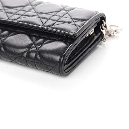 Christian Dior Lambskin Cannage Lady Dior Rendezvous Wallet On Chain Black 8 of 10