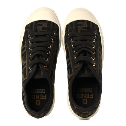 Fendi Fabric Jacquard FF Womens Domino Low Top Sneakers 36 Tobacco 2 of 9