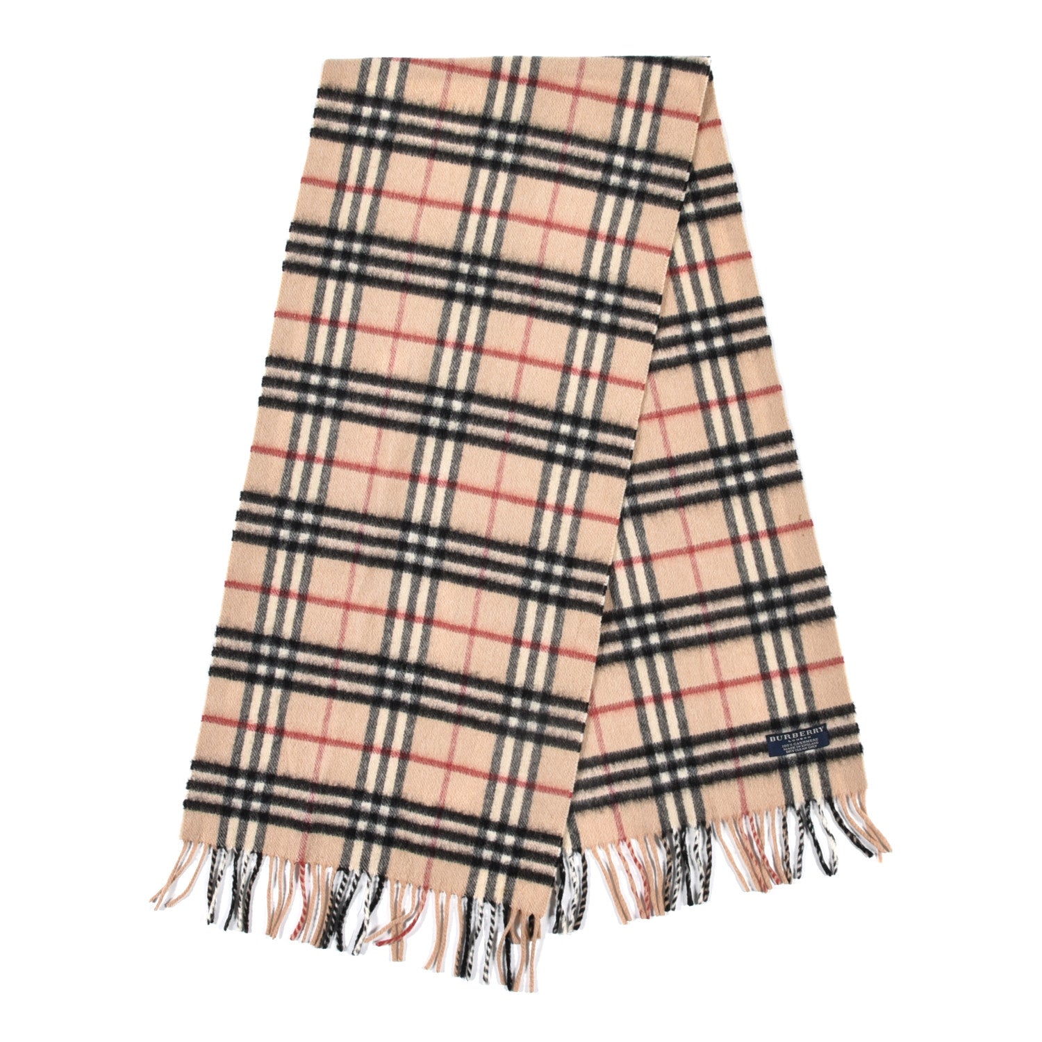 Burberry Cashmere Giant Heritage Check Fringe Scarf Camel 2 of 4