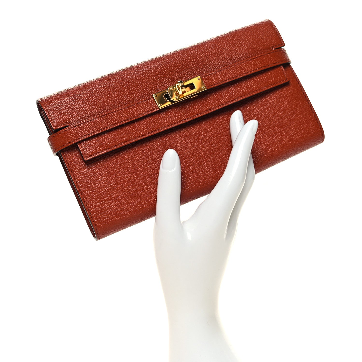 Hermes Chevre Mysore Kelly Longue Wallet Cuivre 2 of 11