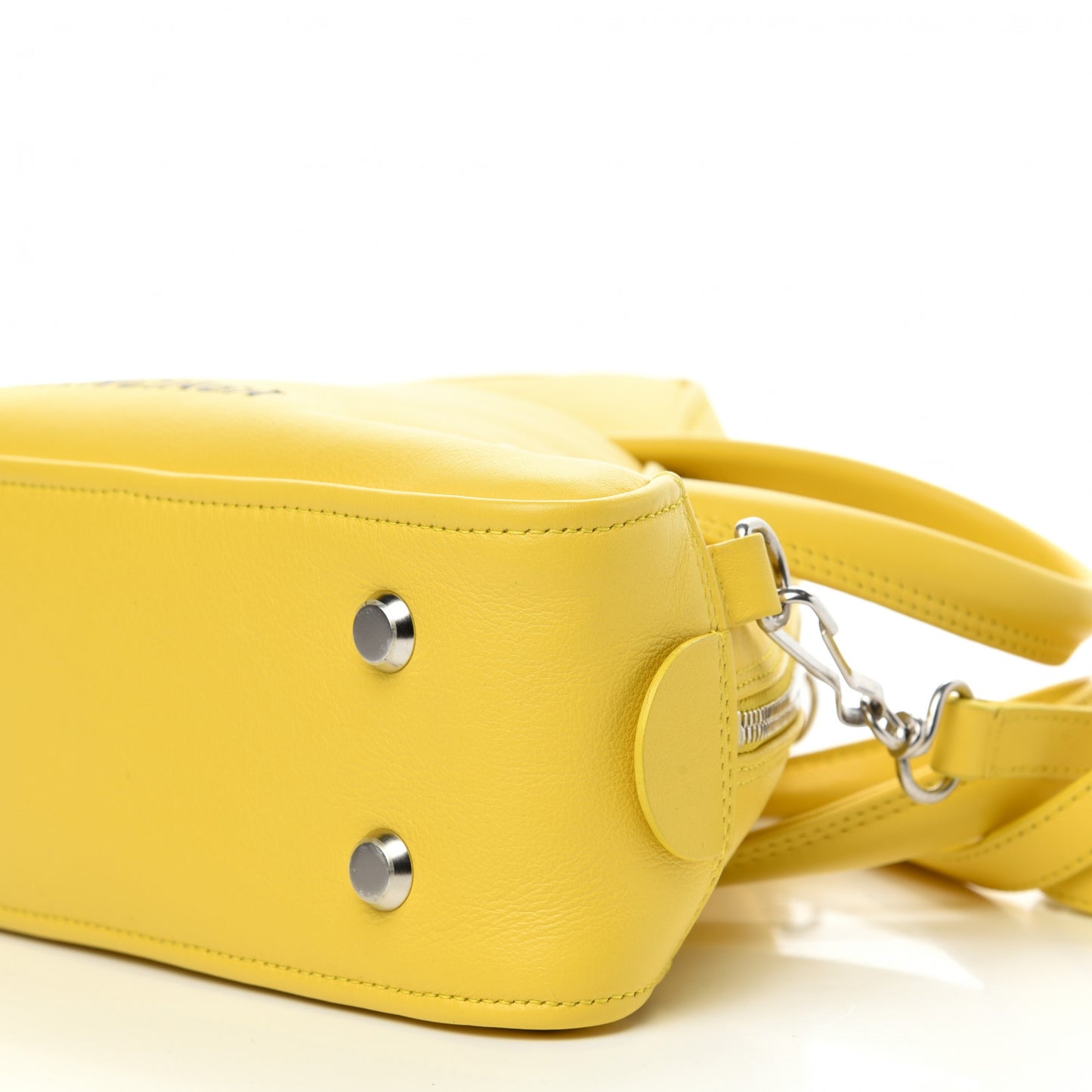 Shiny Day Calfskin Logo S Triangle Duffle Jaune Black
