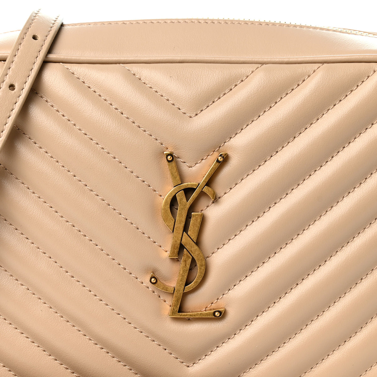 Saint Laurent Calfskin Matelasse Monogram Lou Camera Bag Dark Beige 8 of 10