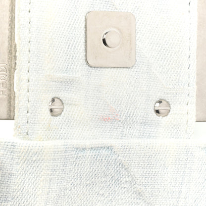Fendi X MARC JACOBS Bleached Denim Logo Maxi Baguette Off White 8 of 10