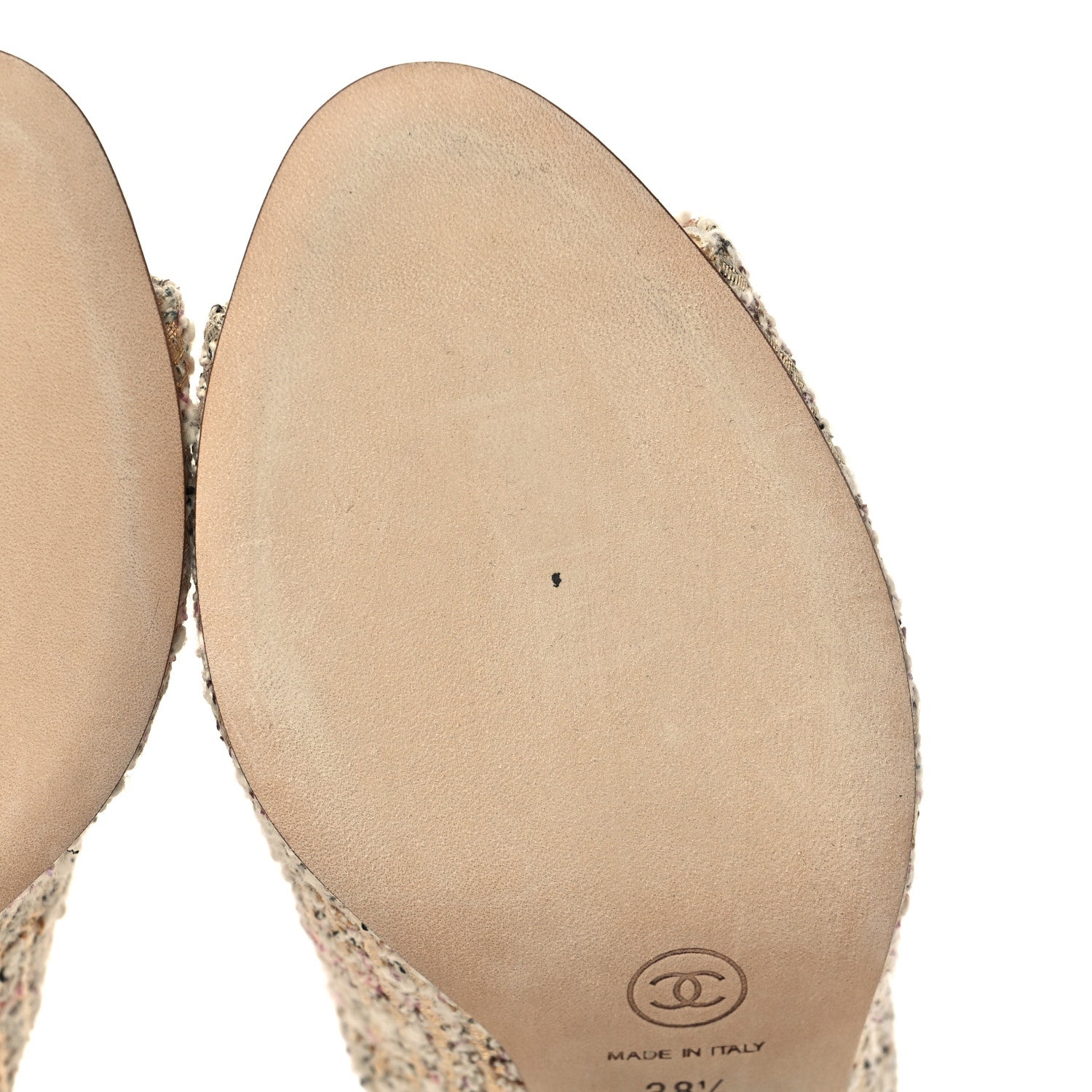 Chanel Tweed CC Mule Sandal 38.5 Gold Multicolor 10 of 10