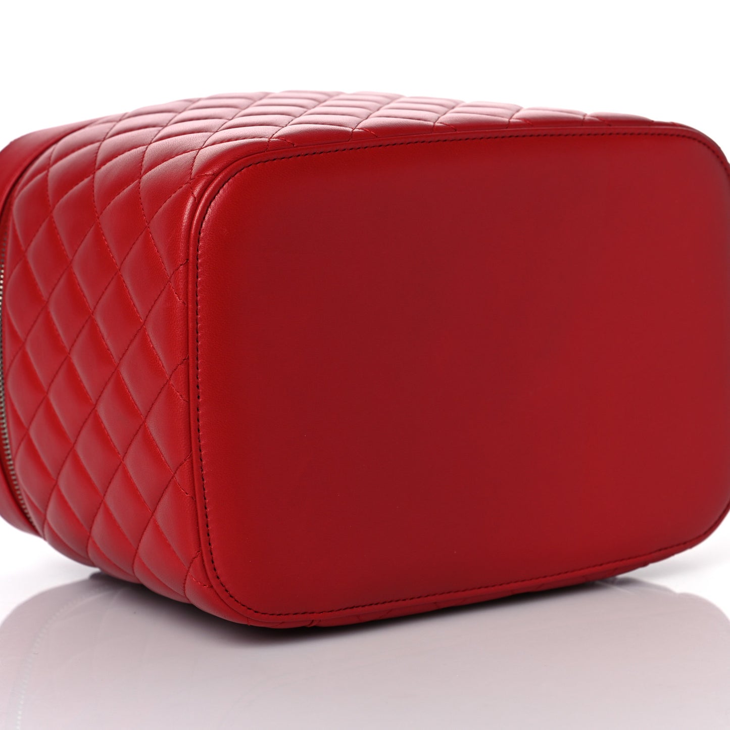 Lambskin Quilted Large Vanity Pouch Red