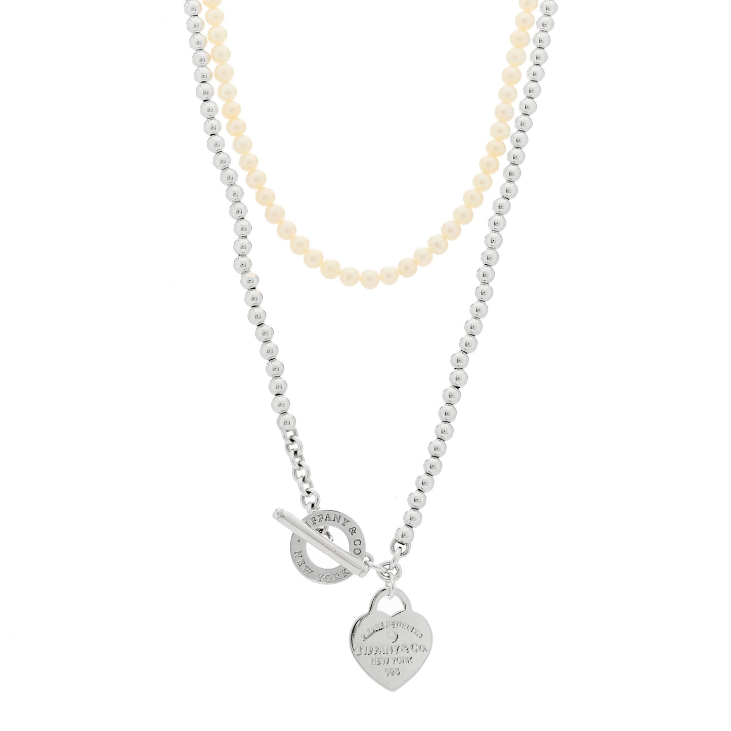 Sterling Silver Diamond Cultured Pearl Return to Tiffany Wrap Necklace