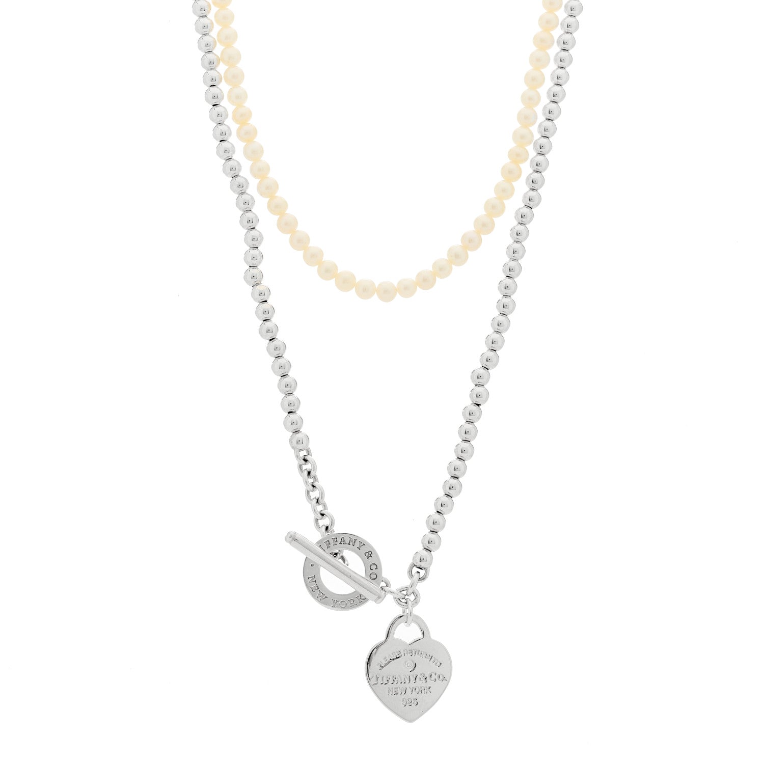 Tiffany Sterling Silver Diamond Cultured Pearl Return to Tiffany Wrap Necklace 1 of 5