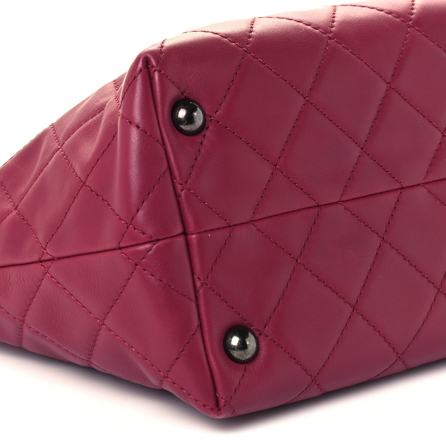 Chanel Calfskin Quilted Small Shopping In Chains Tote Dark Pink 9 of 10