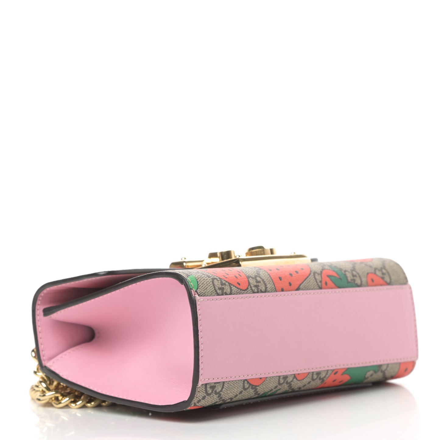 GG Supreme Monogram Strawberry Small Padlock Shoulder Bag