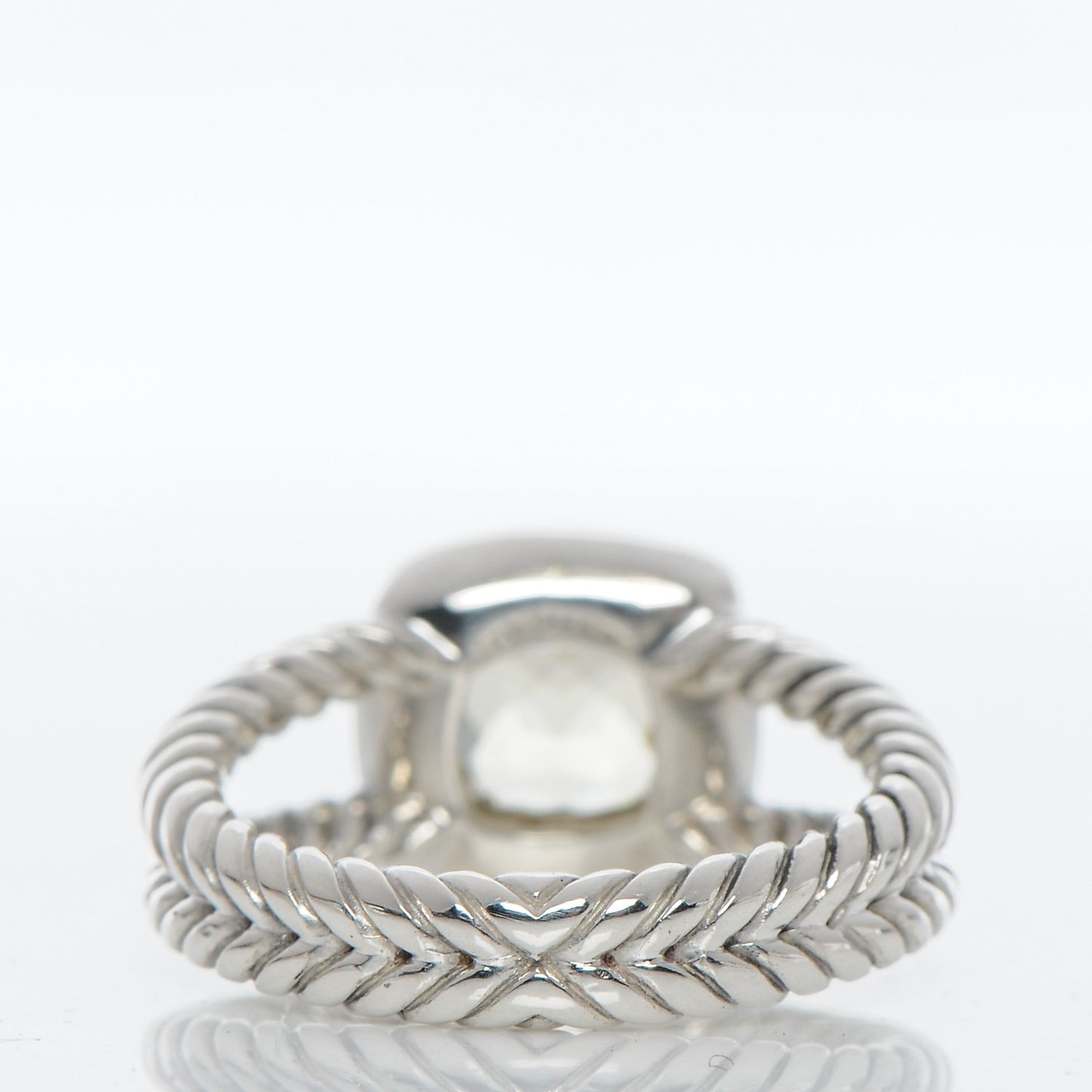 Sterling Silver Diamond Prasiolite 7mm Petite Albion Ring 54 7