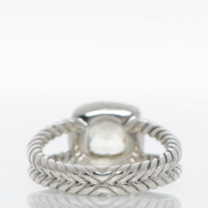 David Yurman Sterling Silver Diamond Prasiolite 7mm Petite Albion Ring 54 7 4 of 5