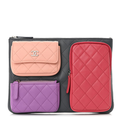Chanel Lambskin Quilted Zipped Multi Pouch 1 of 11