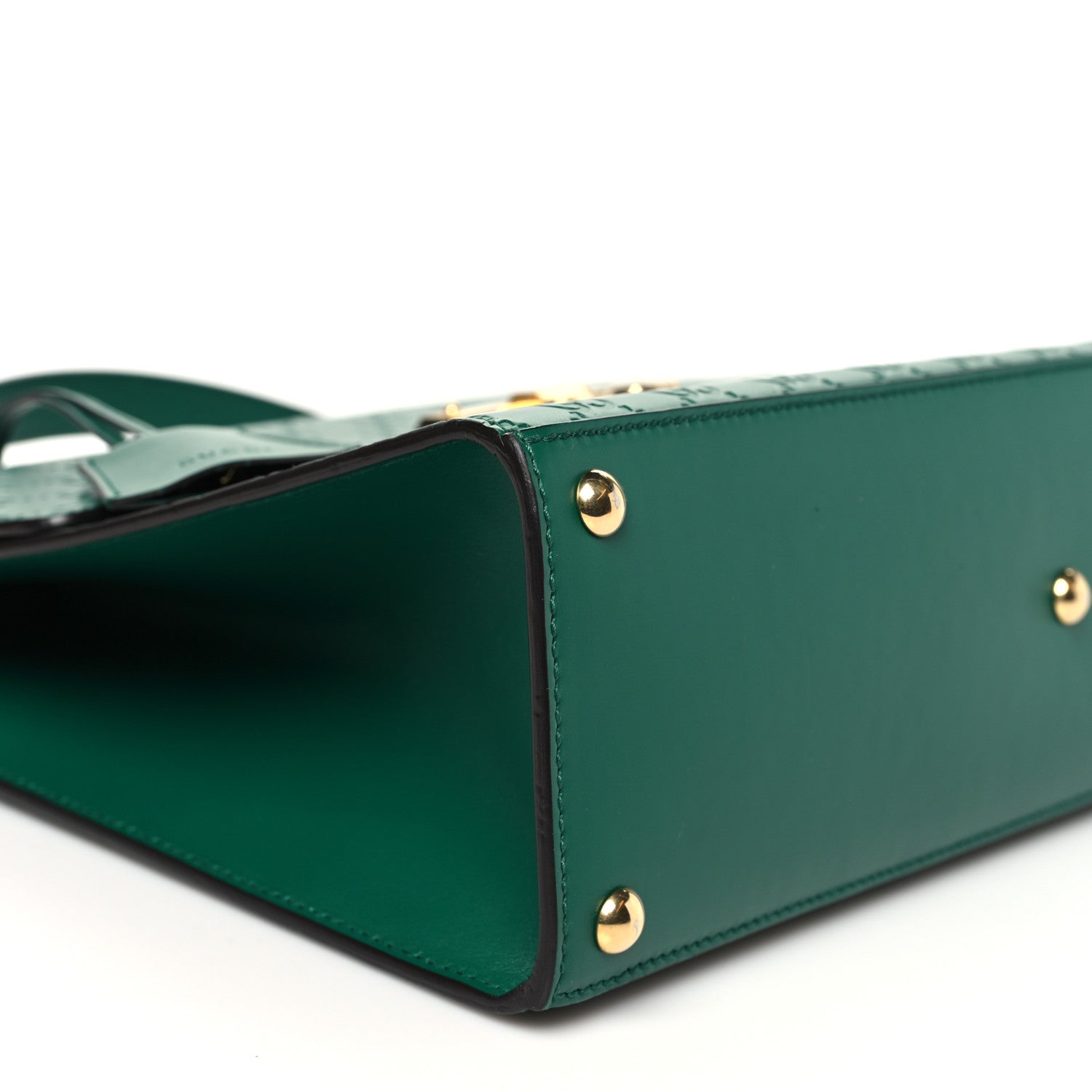 Gucci Guccissima Signature Medium Padlock Top Handle Bag Emerald 9 of 10