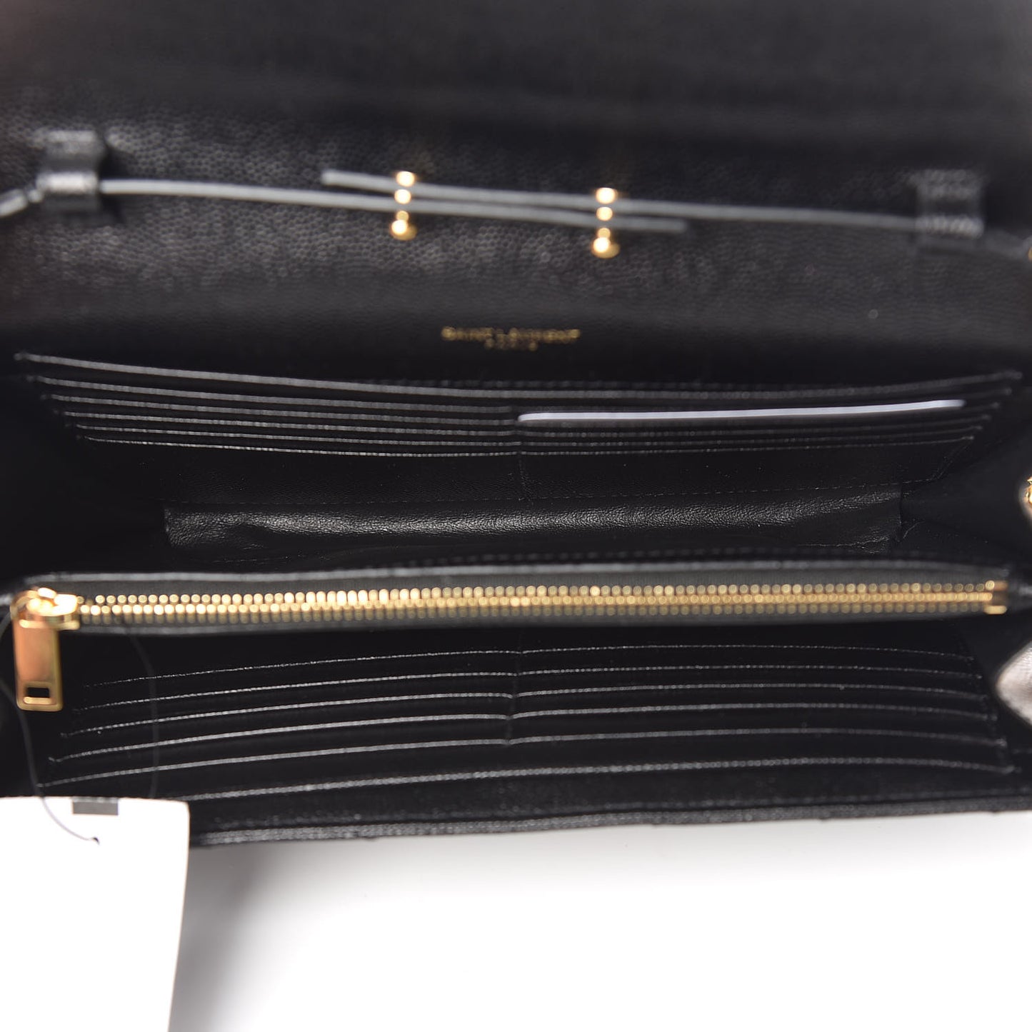 Grain De Poudre Matelasse Chevron Monogram Chain Wallet Black
