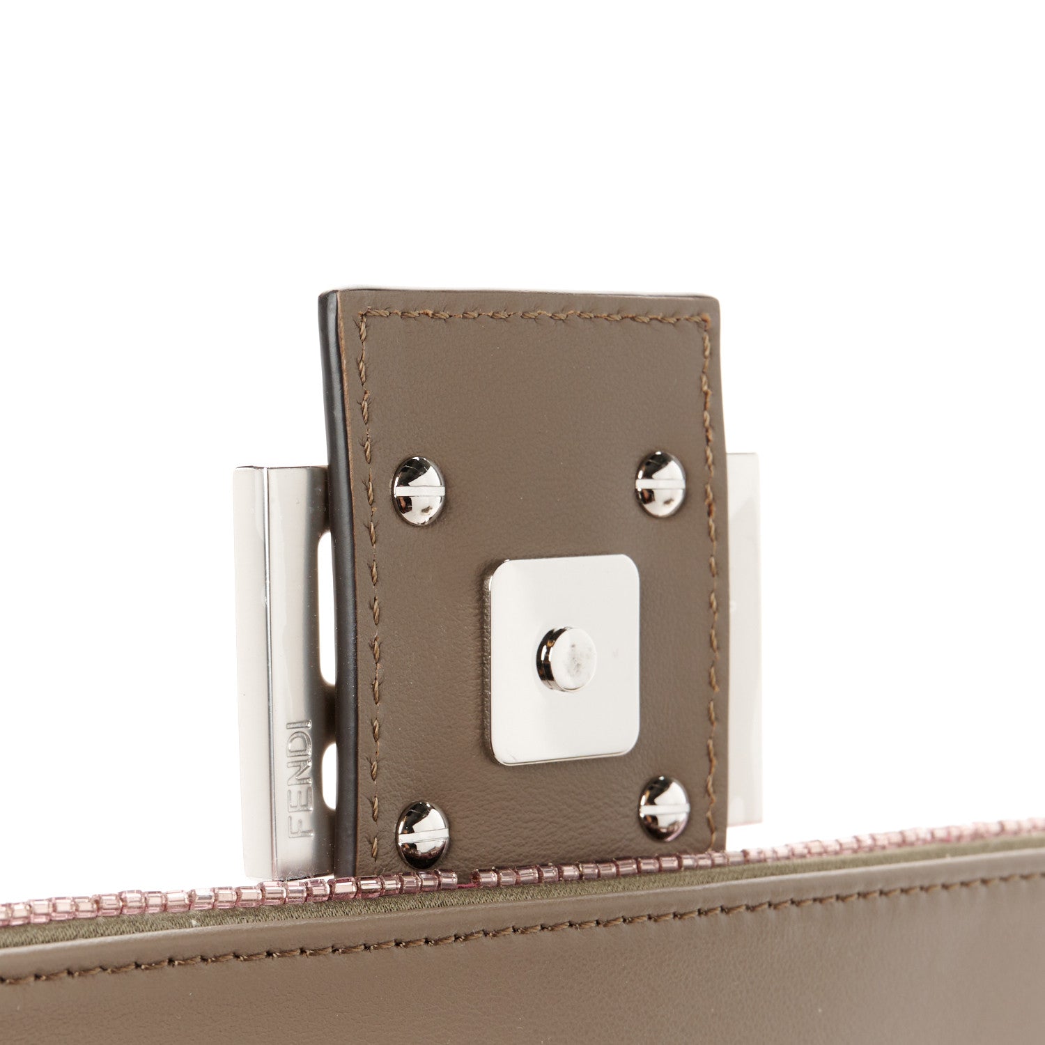 Fendi Ricamo Sequin Paillettes Strass Vitello Grace Baguette Rosa Tartufo 7 of 11