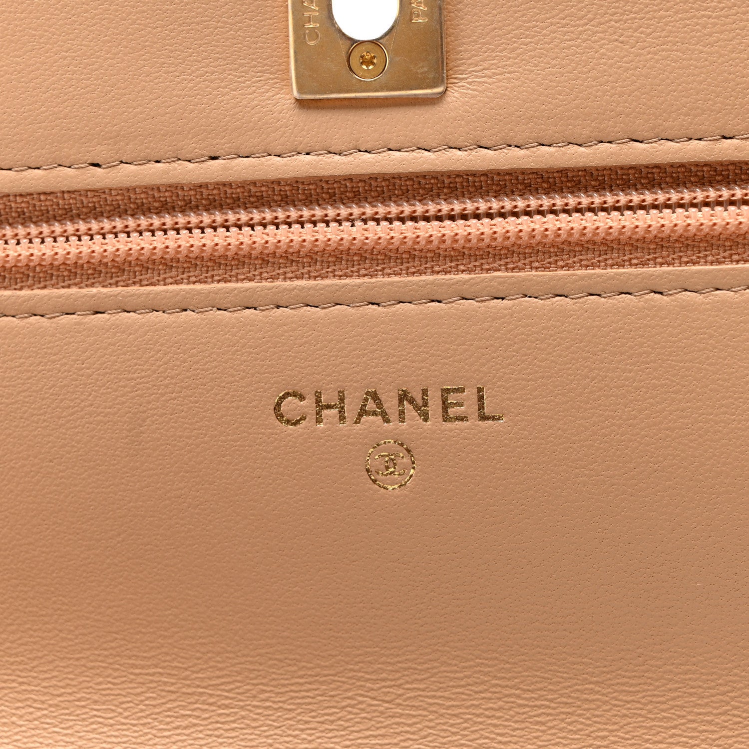 Chanel Lambskin Quilted CC Pearl Crush Wallet on Chain WOC Beige 7 of 12