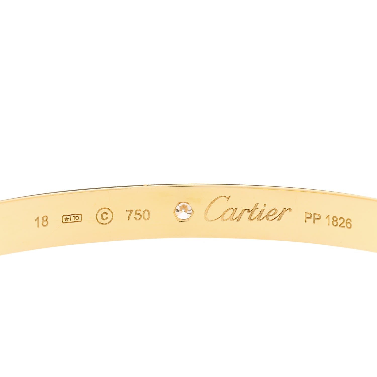 Cartier 18K Yellow Gold 1 Diamond LOVE Cuff Bracelet 18 3 of 4