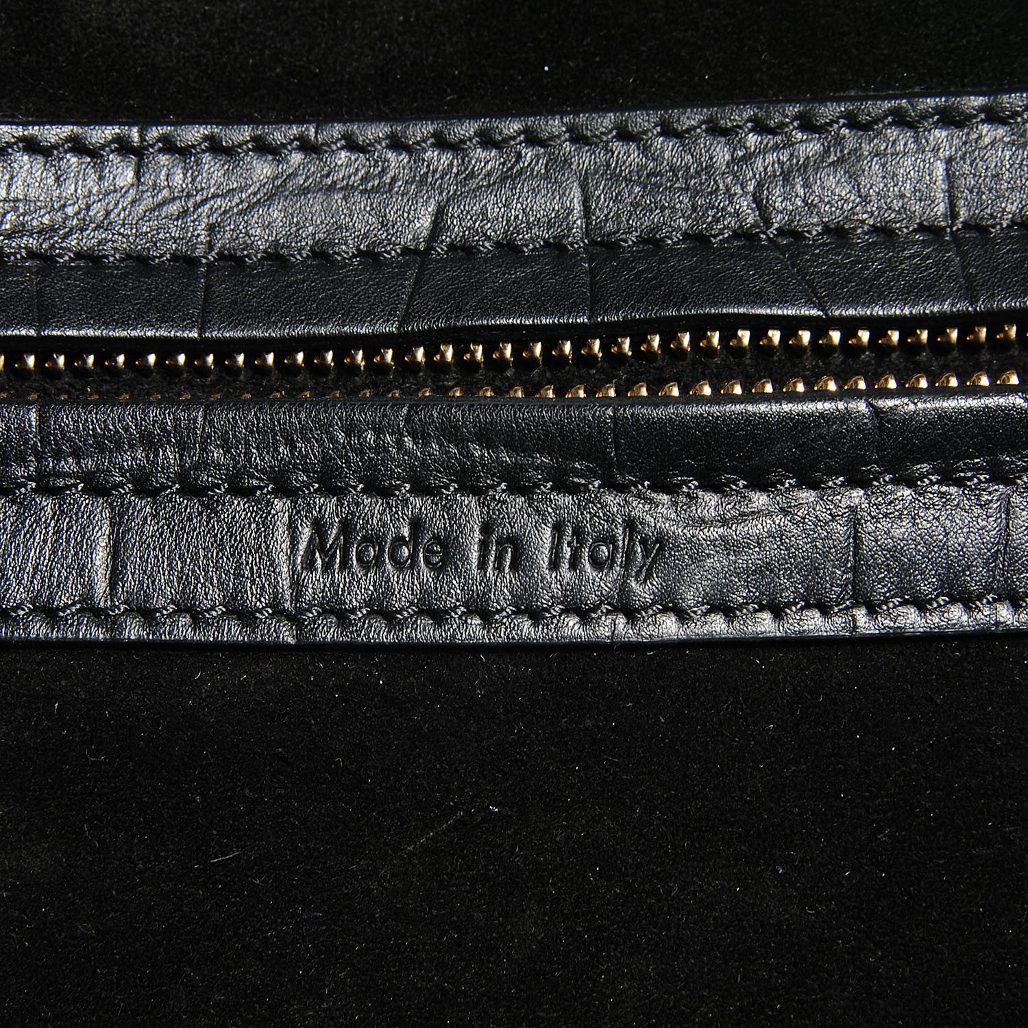 Celine Crocodile Embossed Calfskin Medium Phantom Luggage Black 7 of 9