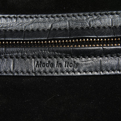 Celine Crocodile Embossed Calfskin Medium Phantom Luggage Black 7 of 9