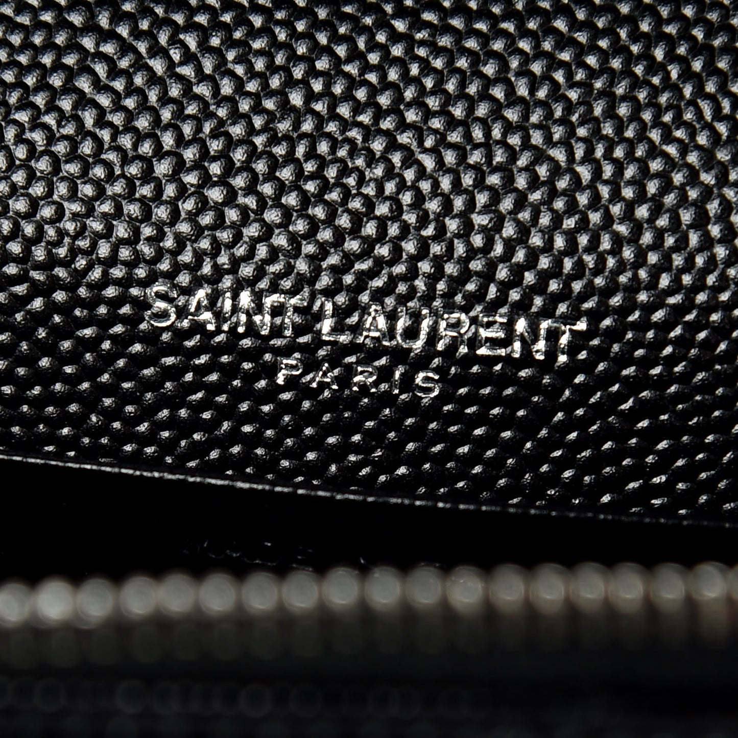 Grain De Poudre Matelasse Chevron Monogram Envelope Chain Wallet Black