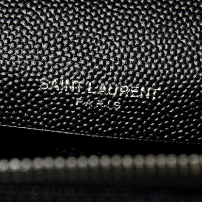 Saint Laurent Grain De Poudre Matelasse Chevron Monogram Envelope Chain Wallet Black 8 of 9