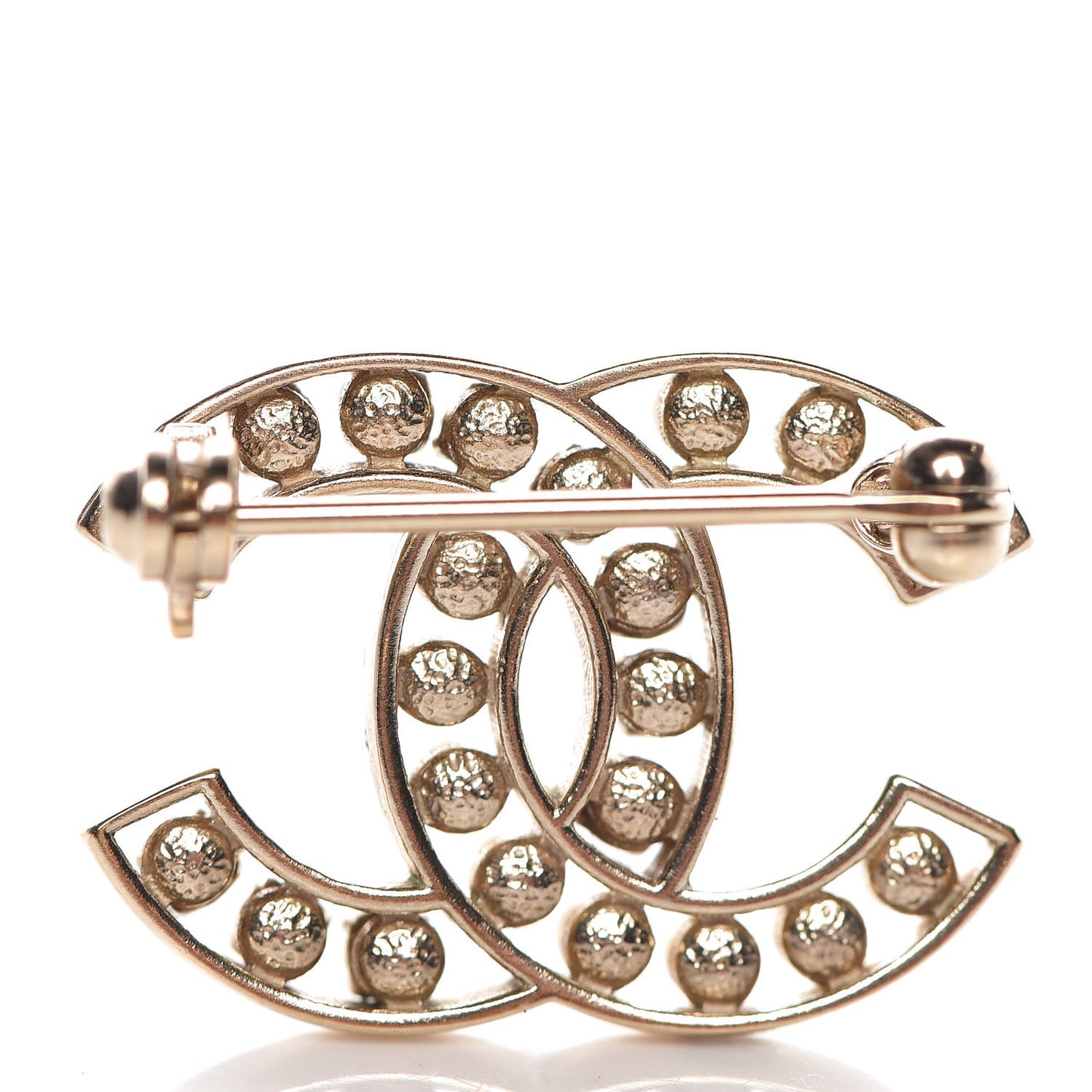 Pearl Crystal CC Brooch Gold