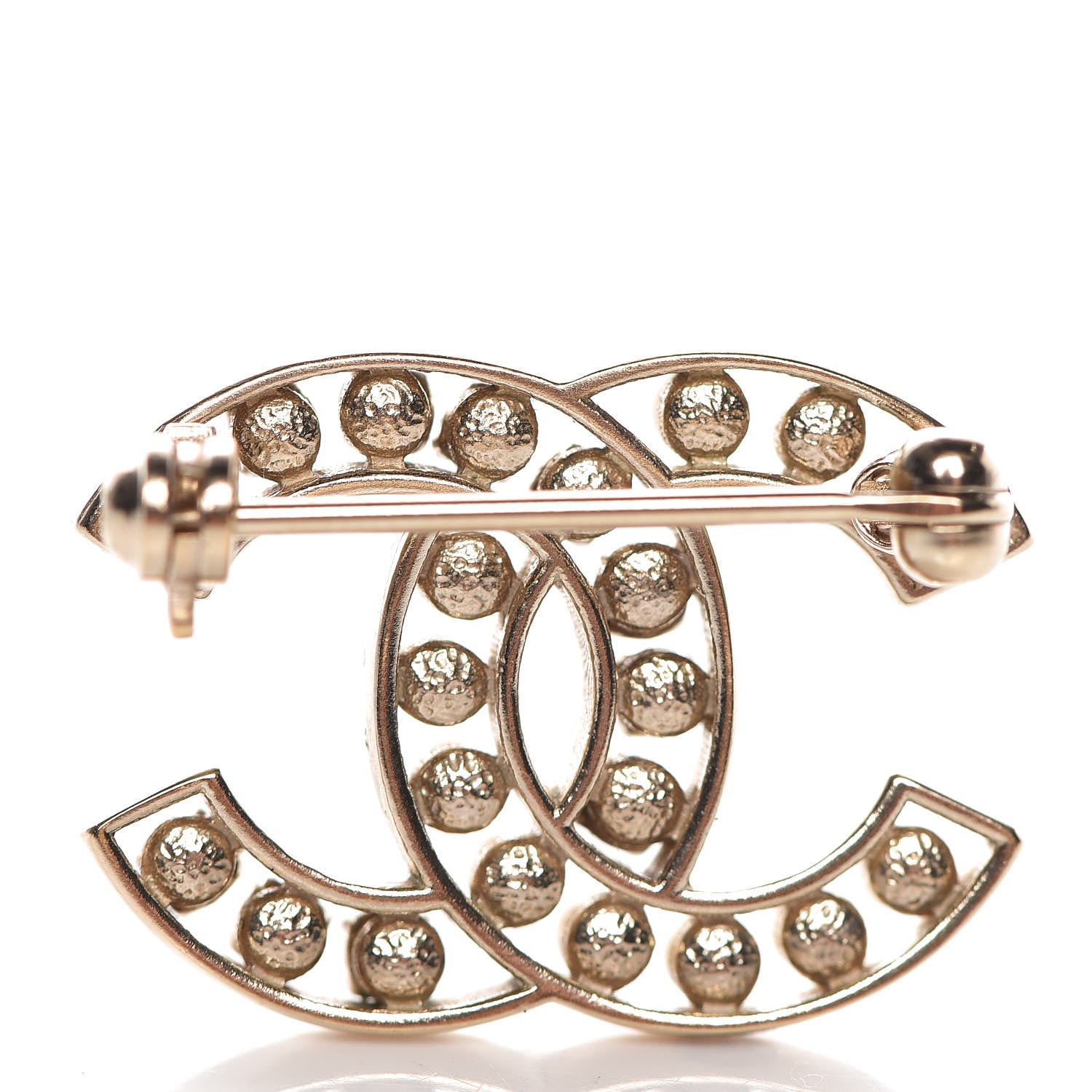 Chanel Pearl Crystal CC Brooch Gold 3 of 6