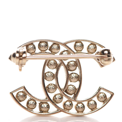 Chanel Pearl Crystal CC Brooch Gold 3 of 6