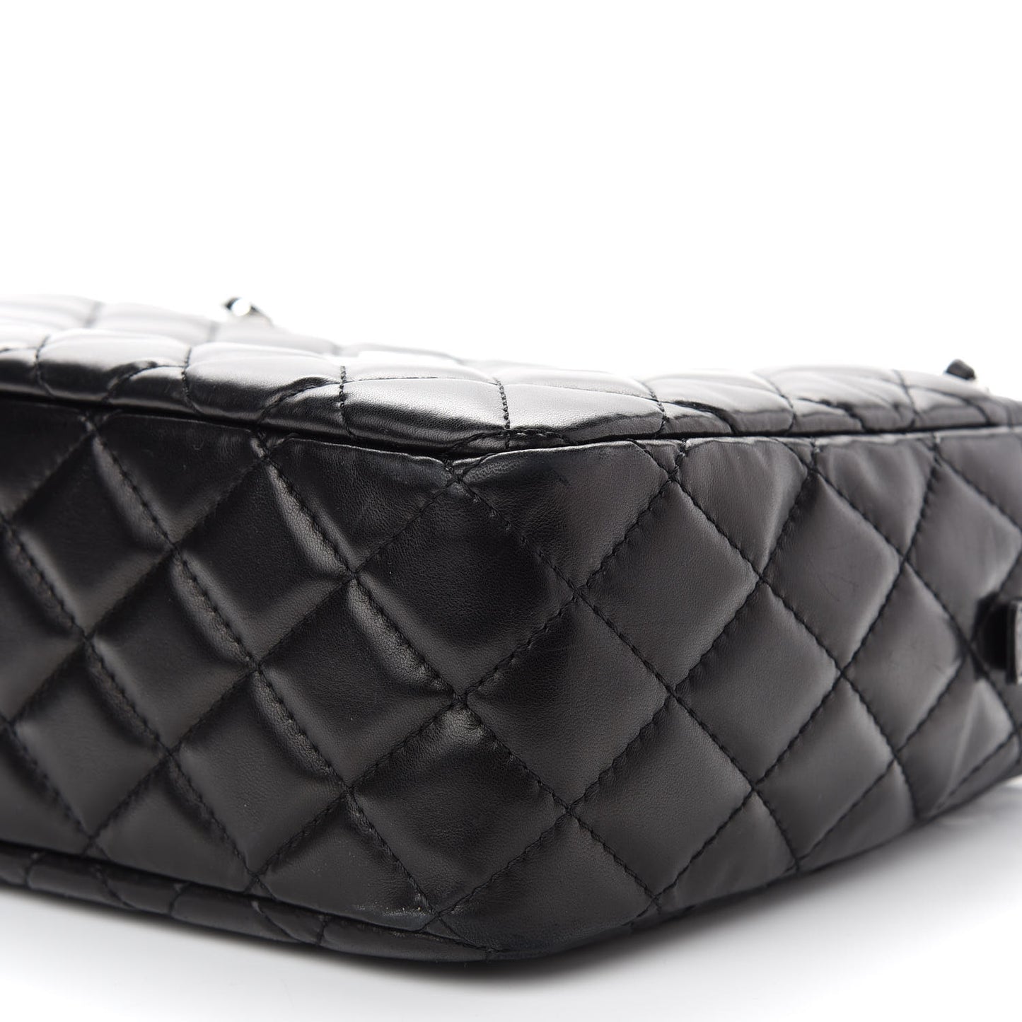 Lambskin Quilted Medium Camera Case Black