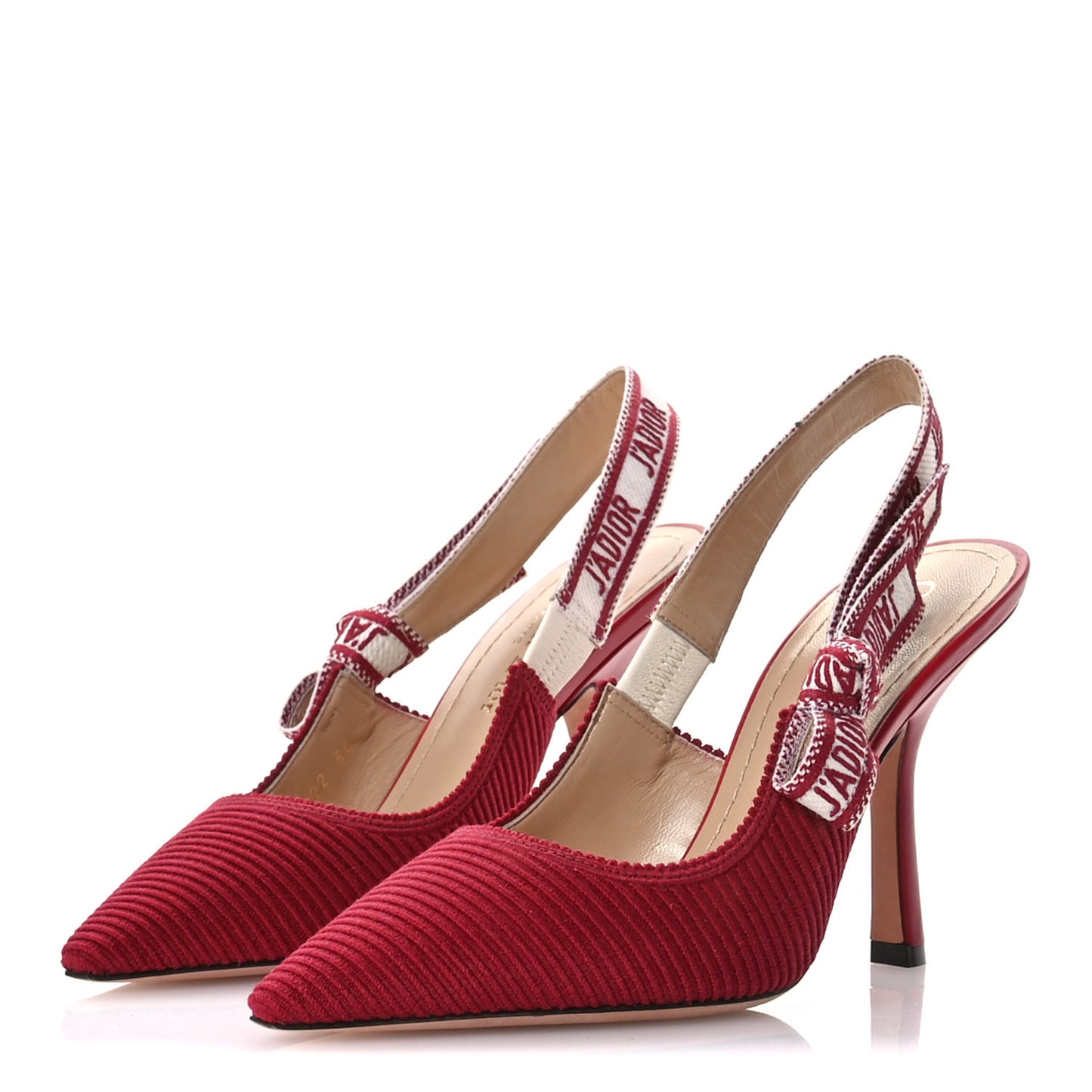 Technical Canvas Ribbon J Adior Slingback 100mm Pumps 36 Cherry