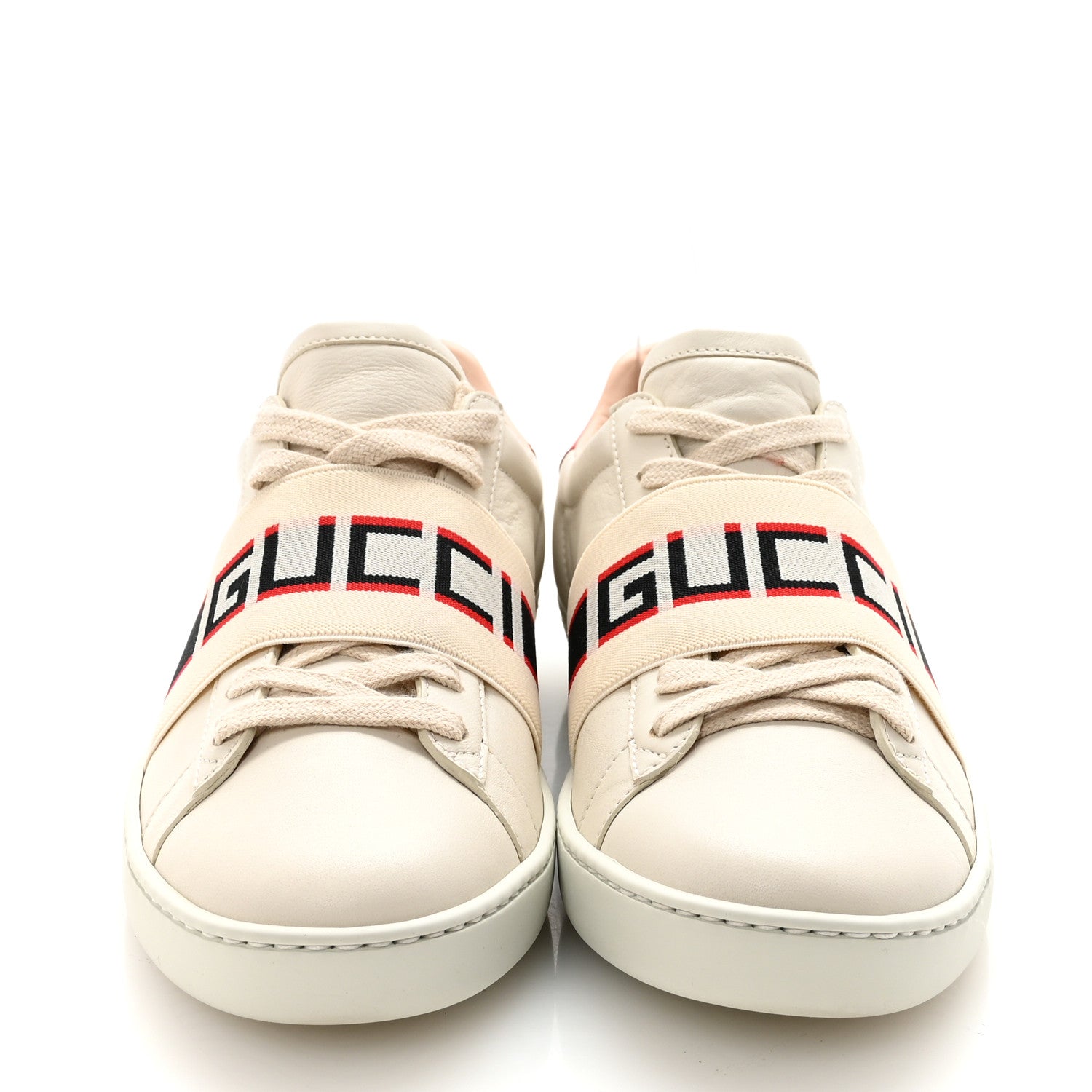 Gucci Calfskin Stripe Womens New Ace Sneakers 36 New Mystic White Ecru Red Flame 2 of 9
