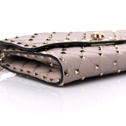 Valentino Garavani Lambskin Rockstud Spike Wallet on Chain Poudre 7 of 11