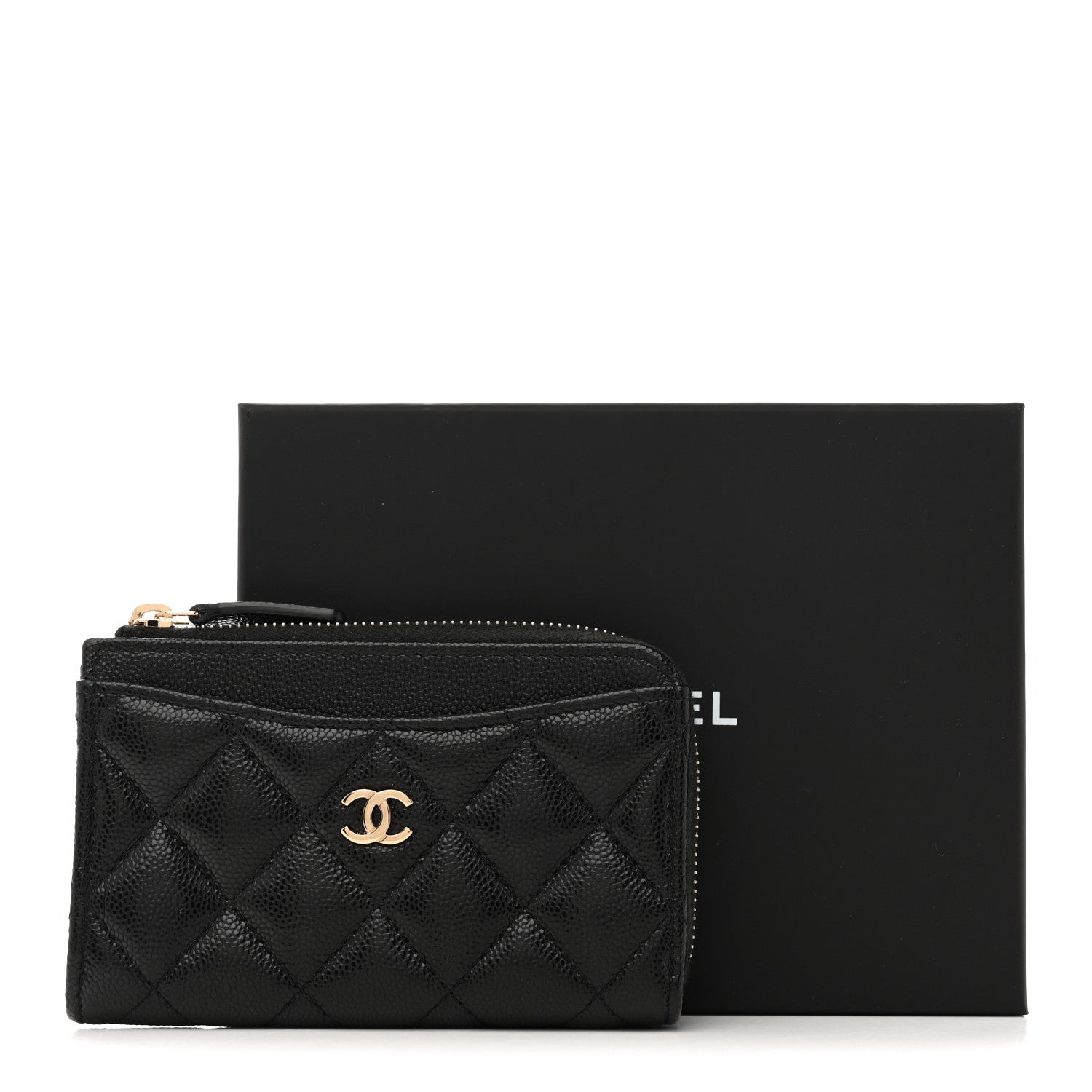 Chanel Caviar Quilted CC Zip Around Card Holder Black 9 of 9