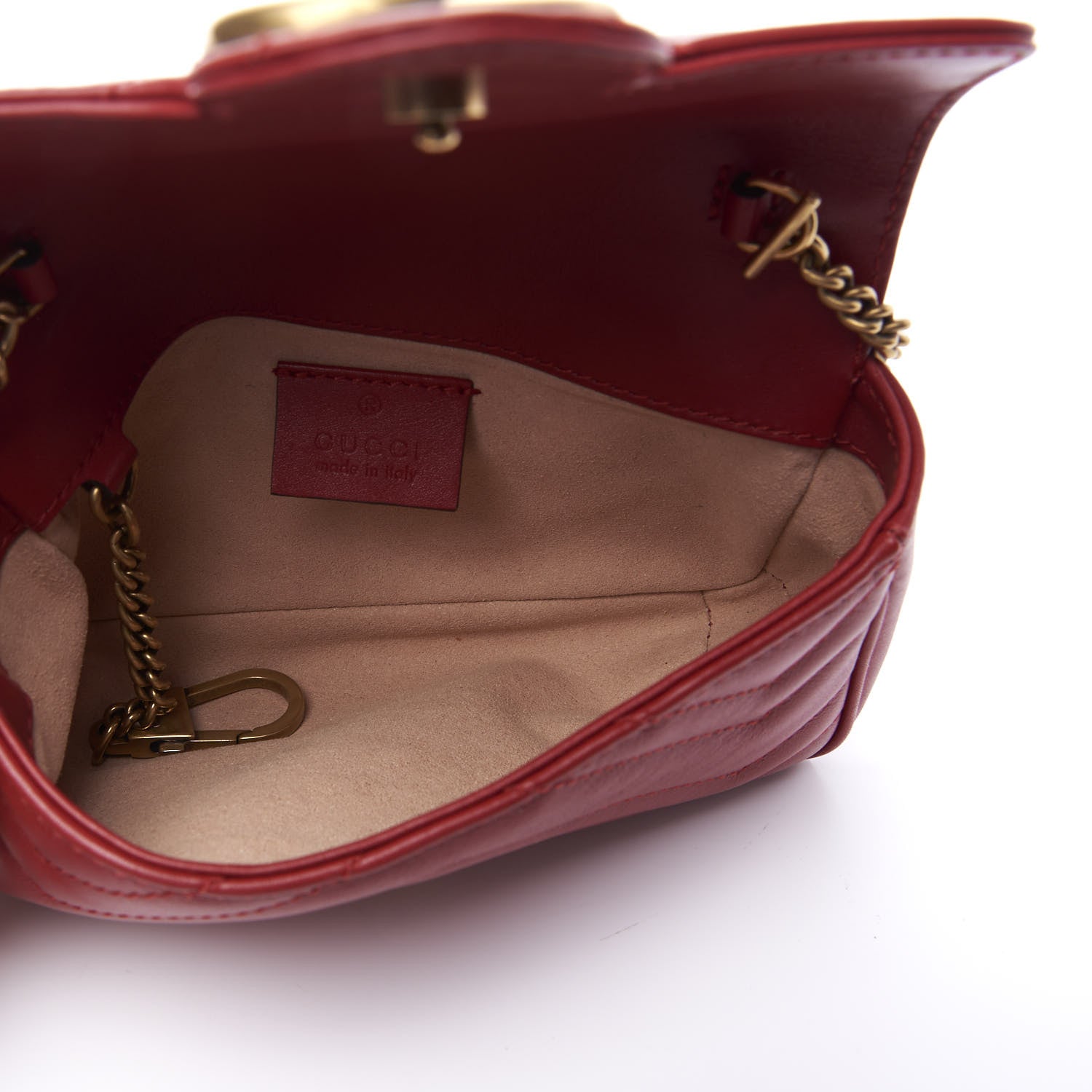 Gucci Calfskin Matelasse Super Mini GG Marmont Shoulder Bag Hibiscus Red 4 of 11