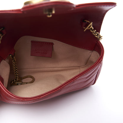 Gucci Calfskin Matelasse Super Mini GG Marmont Shoulder Bag Hibiscus Red 4 of 11