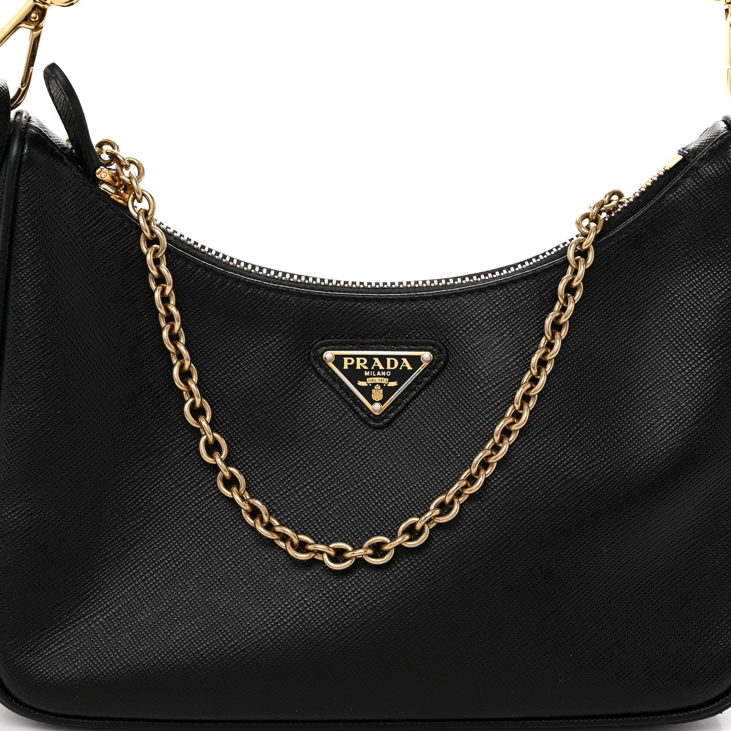 Prada Saffiano Lux Re-Edition 2005 Shoulder Bag Black 9 of 12