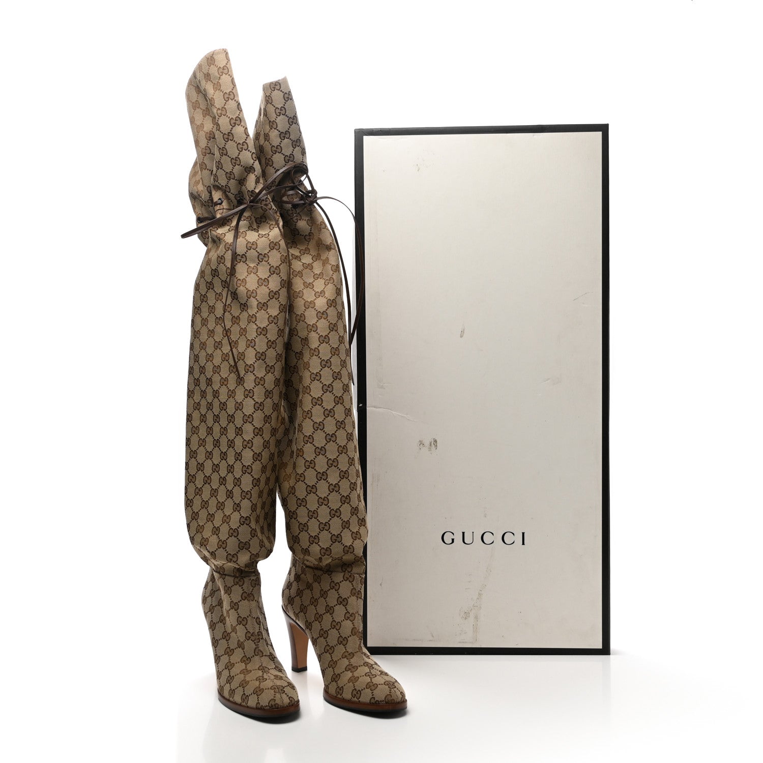 Gucci Monogram Over the Knee Boots 40.5 Beige Ebony 8 of 8