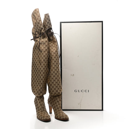 Gucci Monogram Over the Knee Boots 40.5 Beige Ebony 8 of 8